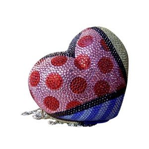 Romero Britto Crystal Studded Heart Clutch